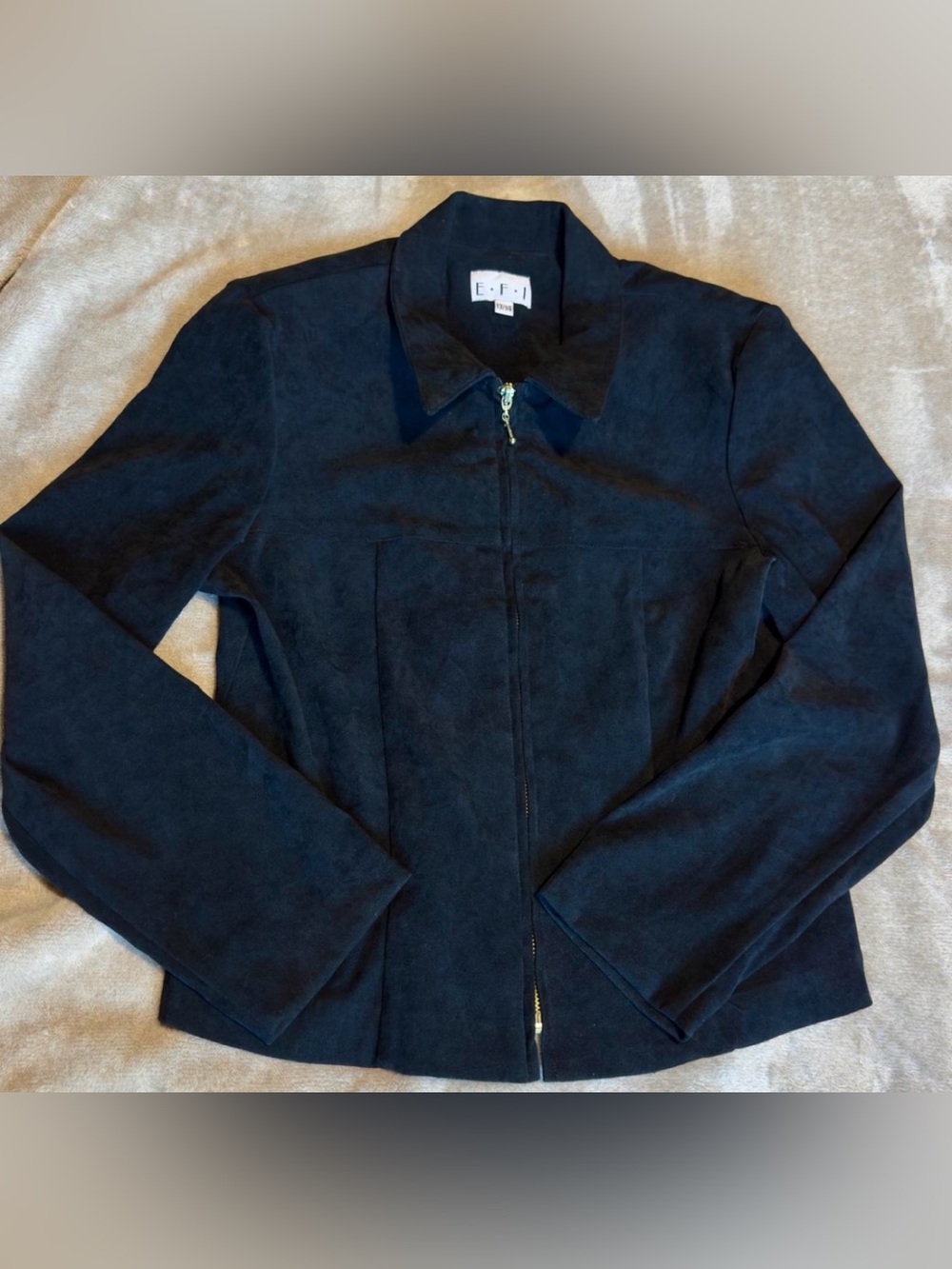 Women's Black Suede Zip-Front Jacket